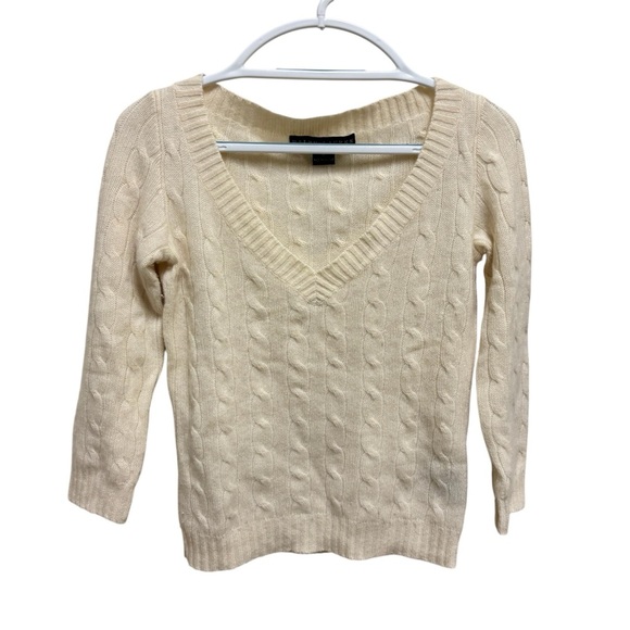 EUC Ralph Lauren Cashmere Cable Knit Sweater Preppy Light Academia Quiet Luxury - Picture 1 of 5